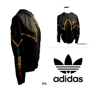 Adidas Chile 62 Jamaica Rasta Spell Out Track Top Jacket Shiny Wet Look …